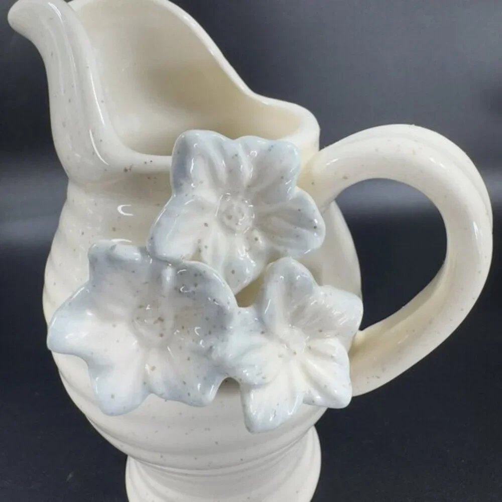 Grasslands Road Ceramic Small Pitcher Creamer With 3D‎ Flowers Carafe Jug